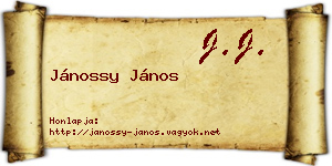 Jánossy János névjegykártya